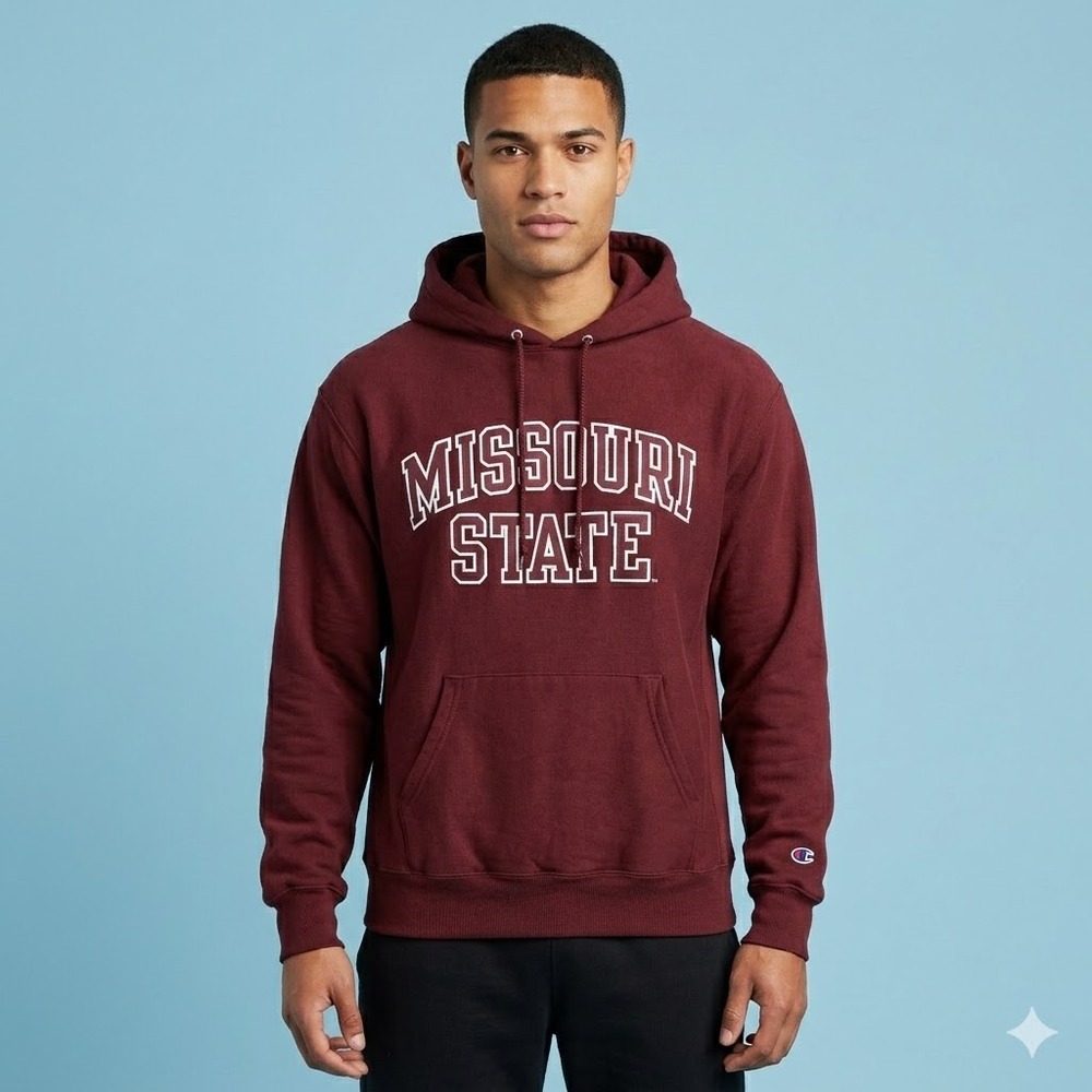 Champion Missouri State Eco Fleece Hoodie Sweatshirt Mens M Maroon EUC